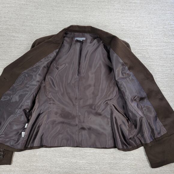 Ann Taylor Linen Jacket Womens 14 Brown Lightweight Office Career Blazer - Picture 9 of 13